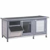 Wooden Rabbit Hutch with Waterproof Roof, No Leak Tray and Feeding Trough - 44" L x 19.75" W x 21.25" H; by PawHut