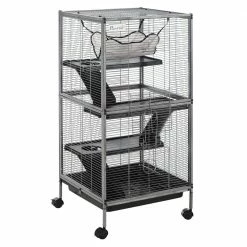 Small Animal Cage for Rabbits, Chinchillas, Ferret with Wheels, Hammock, 4 Platforms and Removable Tray - 45 in. H by PawHut