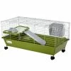 Small Animal Cage Guinea Pig Hutch Ferret Pet House with Platform Ramp, Food Dish, Wheels, & Water Bottle - 35 in. L by PawHut
