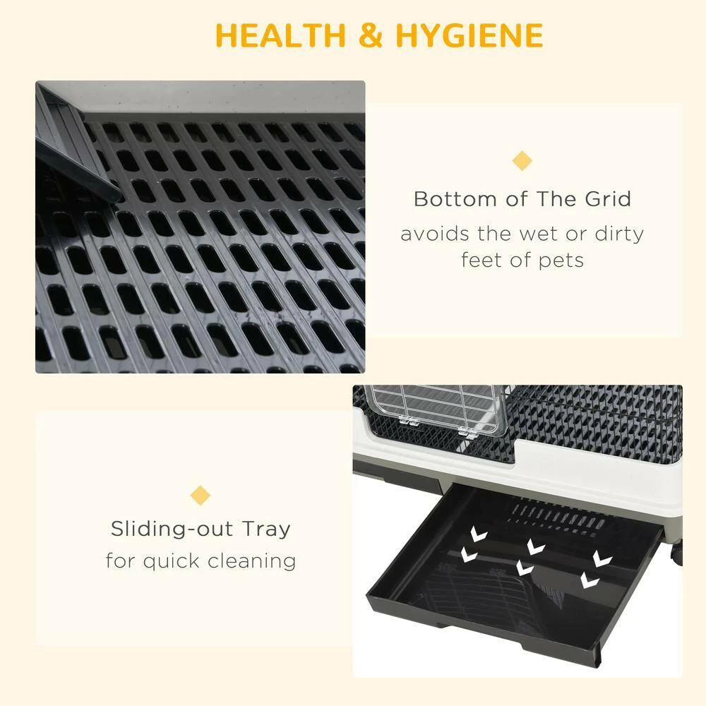 Rolling Small Animal Rabbit Cage for Bunny, Guinea Pig, Chinchillas, & Gerbils with a Large Living Space - 43 in. H by PawHut - Image 6