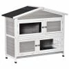 Indoor/Outdoor 48" 2-Story Rabbit Hutch w/Ramp, No Leak Tray and Weatherproof Asphalt Roof - 47.75"L x 22.5"W x 41.25"H by PawHut