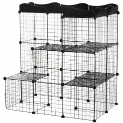 Pet Playpen Small Animal Cage Portable Metal Wire Yard Fence with Door, Ramp, Platform for Kitten, - 41 in. L by PawHut
