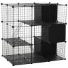 Pet Playpen Small Animal Cage 56 Panels with Doors, Ramps and Storage Shelf - 13.75" L x 13.75" W by PawHut
