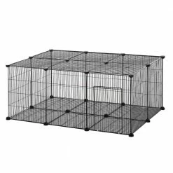 Pet Playpen Small Animal Cage 22 Panels Portable Metal Wire Yard Fence with Door- 41.25 in. L by PawHut