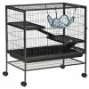 Small Animal Cage, Metal Ferret Cage, Chinchilla Play House, with Rolling Casters, 2 Doors, Hammock - 33 in. H by PawHut
