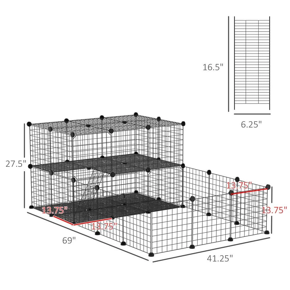 Pet Playpen Small Animal Cage with Door, Customizable Metal Wire Fence - 14 x 14 in by PawHut - Image 3