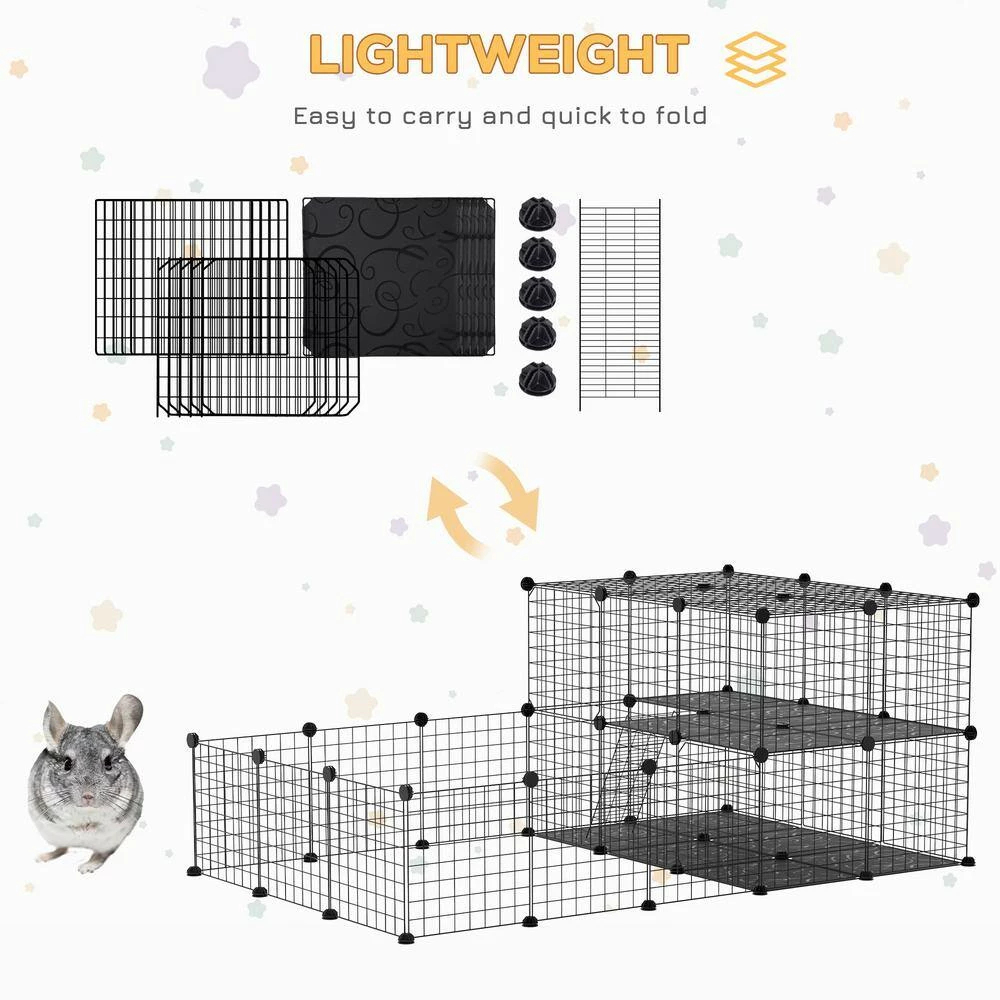 Pet Playpen Small Animal Cage with Door, Customizable Metal Wire Fence - 14 x 14 in by PawHut - Image 7