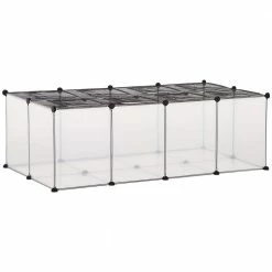 Small Animal Cage that Changes Shape, Clear Playpen that Fits in Bag, Portable Pet Cage Metal, -13.5" x 17.5" by PawHut