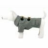 Small Static Grey Military Rivited Fashion Collared Wool Dog Coat by PET LIFE