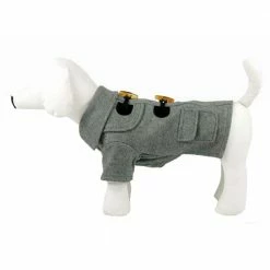 X-Small Static Grey Sargeant Rivited Fashion Collared Wool Dog Coat by PET LIFE