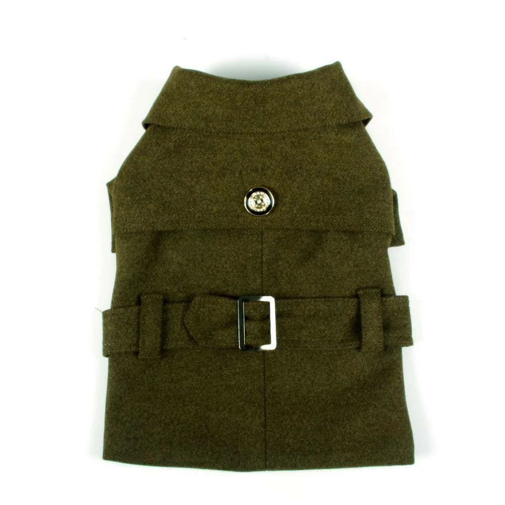 X-Small Static Olive Green Galore Back-Buckled Fashion Wool Dog Coat by PET LIFE - Image 2