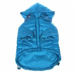 X-Small Ocean Blue Lightweight Adjustable Sporty Avalanche Dog Coat with Removable Pop Out Collared Hood by PET LIFE