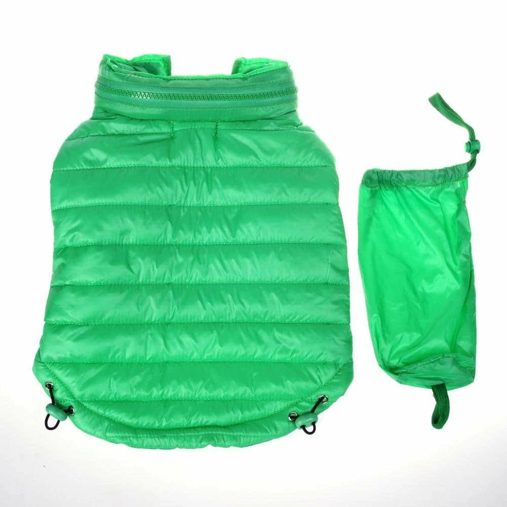 Small Fresh Green Lightweight Adjustable Sporty Avalanche Dog Coat with Removable Pop Out Collared Hood by PET LIFE - Image 3