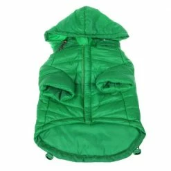 X-Small Fresh Green Lightweight Adjustable Sporty Avalanche Dog Coat with Removable Pop Out Collared Hood by PET LIFE