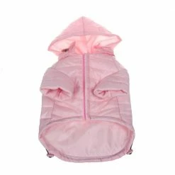 X-Large Light Pink Lightweight Adjustable Sporty Avalanche Dog Coat with Removable Pop Out Collared Hood by PET LIFE