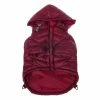 Medium Burgundy Red Lightweight Adjustable Sporty Avalanche Dog Coat with Removable Pop Out Collared Hood by PET LIFE