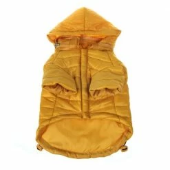 X-Small Sporty Mustard Lightweight Adjustable Sporty Avalanche Dog Coat with Removable Pop Out Collared Hood by PET LIFE