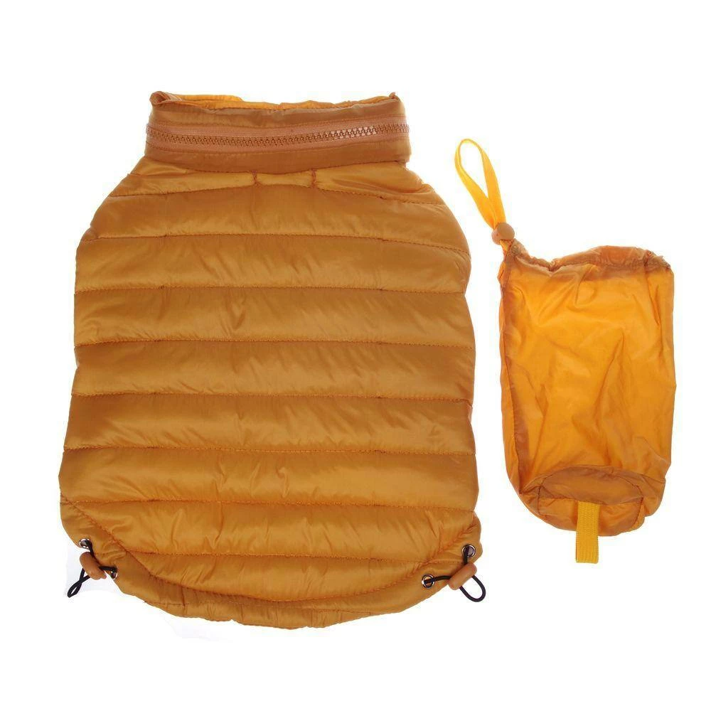 X-Small Sporty Mustard Lightweight Adjustable Sporty Avalanche Dog Coat with Removable Pop Out Collared Hood by PET LIFE - Image 2