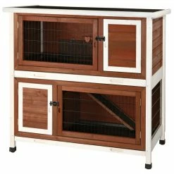 3.75 ft. x 2 ft. x 3.5 ft. Medium 2-Story Rabbit Hutch in Brown/White by TRIXIE