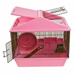 2-Level Pink Animal House Hamster Studio Home - 16 in. x 12 in. x 15 in. by Ware